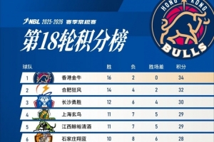 捷报!香港金牛以16胜2负的战绩 积34分位列积分榜榜首 - 资讯配图