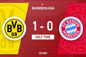 半场-多特1-0拜仁 施洛特贝克头球破门斯文松献助攻埃姆雷詹伤退 - 资讯配图