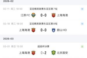 海港2026年3战都没有进球入账,3月7日中超首轮对阵河南队 - 资讯配图