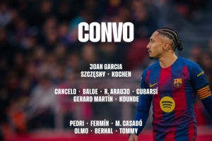 巴萨国王杯名单：亚马尔、奥尔莫、拉菲尼亚在列，莱万因伤缺席 - 资讯配图