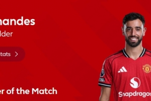 传射建功主导逆转,英超官方:B费当选曼联2-1水晶宫全场最佳 - 资讯配图