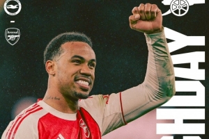 剑指三分！阿森纳发布客战布莱顿海报，加布里埃尔单人出镜 - 资讯配图