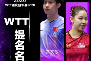 WTT重庆冠军赛外卡名单:国乒选手温瑞博、黄友政、石洵瑶入围 - 资讯配图
