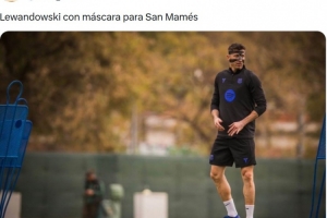 记者晒莱万佩戴面具训练照片，球员正备战对阵毕尔巴鄂竞技 - 资讯配图