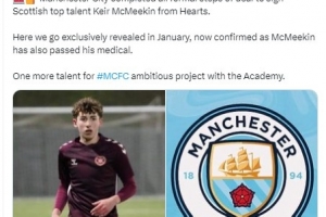 罗马诺：曼城签下16岁中场小将基尔·麦克米金 - 资讯配图