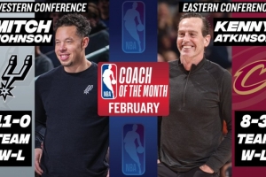月最佳教练:米奇·约翰逊带领马刺11胜0负 阿特金森8胜3负当选 - 资讯配图