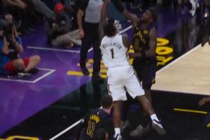 刚被警告闭嘴！艾顿防守锡安被吹犯规大喊狗再被吹技犯 - 资讯配图