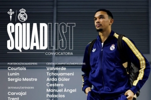 皇马对阵塞尔塔名单:阿森西奥回归,姆巴佩、贝林等10人缺席 - 资讯配图