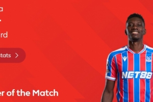 梅开二度,英超官方:萨尔当选水晶宫3-1热刺全场最佳球员 - 资讯配图