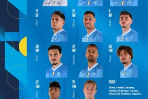 那不勒斯VS都灵首发:霍伊伦出战,德布劳内、卢卡库替补 - 资讯配图