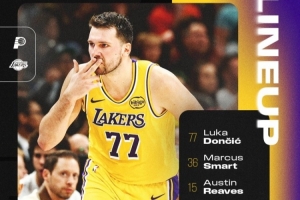 詹姆斯艾顿缺阵!湖人首发:东契奇、斯玛特、里夫斯、八村、海斯 - 资讯配图