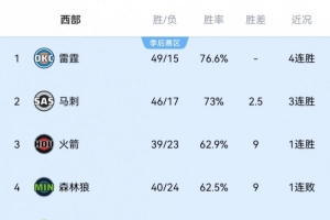 5连胜终止!森林狼主场负魔术降到西部第四 火箭升至西部第三 - 资讯配图