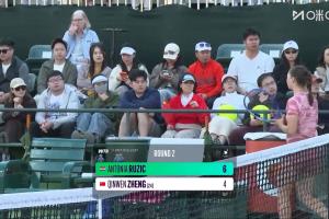 先丢一盘！郑钦文两度遭鲁季奇破发4-6丢首盘 8个破发点仅兑现1个 - 资讯配图