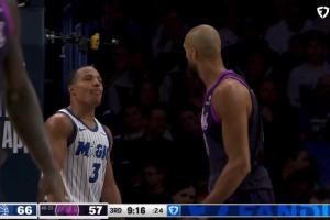 戈贝尔黄油手出界 贝恩推一把还不忘嘲讽：连喊四遍我的天哪~ - 资讯配图