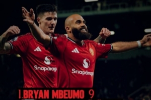 曼联官方晒本赛季英超队内射手榜：姆伯莫9球居首，舍什科8球次席 - 资讯配图