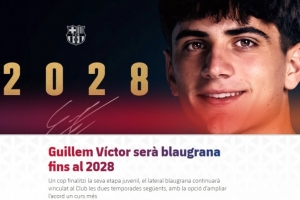 官方：巴萨与18岁边卫吉列姆·维克托续约至2028年 含延长1年条款 - 资讯配图