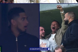 一脸惊愕！巴尔韦德上演帽子戏法，贝林厄姆在场边反应夸张 - 资讯配图