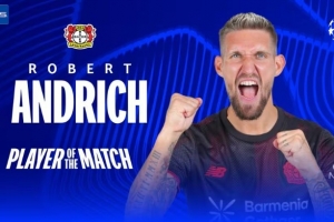 打进本队唯一进球！安德里希当选勒沃库森1-1阿森纳一役全场最佳 - 资讯配图