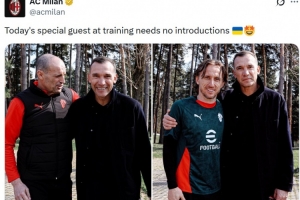 金球先生来探班，米兰官推晒舍甫琴科与莫德里奇、阿莱格里合照 - 资讯配图