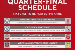足总杯1/4决赛开球时间出炉:4月4日19:45曼城vs利物浦 - 资讯配图