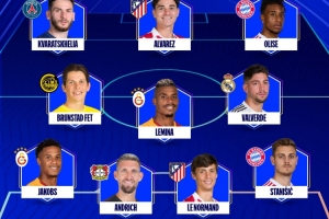 欧冠周最佳阵：K77、小蜘蛛、奥利塞进攻三叉戟，巴尔韦德在列 - 资讯配图