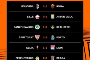 欧联杯1/8决赛首回合赛果：五大联赛球队仅维拉取胜 - 资讯配图