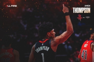 双核驱动！火箭官推发布杜兰特和阿门·汤普森本场数据海报 - 资讯配图