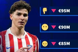 当前身价1亿！德转预热阿尔瓦雷斯身价下跌：最低跌至8000万欧 - 资讯配图