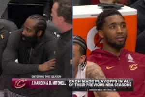 转播方晒纪录：哈登和米切尔生涯从未缺席过季后赛 - 资讯配图