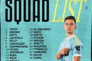 尤文对阵乌迪内斯名单：伊尔迪兹、米利克、戴维在列，DV9缺席 - 资讯配图