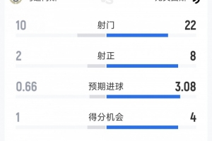 尤文1-0乌迪内斯全场数据：射门22-10，射正8-2，得分机会4-1 - 资讯配图