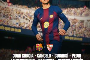 巴萨vs塞维利亚首发:莱万先发亚马尔替补,18岁埃斯帕特登场 - 资讯配图