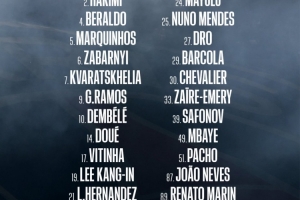 巴黎对阵切尔西次回合名单:登贝莱、内维斯、杜埃、K77在列 - 资讯配图