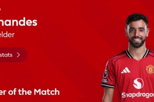 2助攻+6关键传球，英超官方：B费当选曼联3-1维拉全场最佳 - 资讯配图