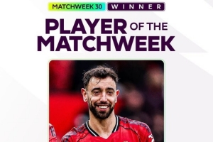 2助攻助曼联击败维拉，官方：B费当选英超第30轮最佳球员 - 资讯配图