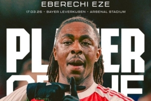 世界波破门，埃泽当选阿森纳2-0勒沃库森球迷票选队内最佳球员 - 资讯配图