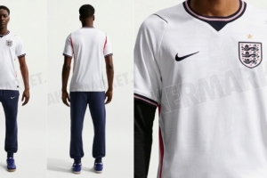 英格兰世界杯主场球衣谍照：经典白色基调，辅以细微的提花图案 - 资讯配图