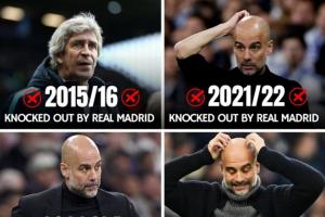 年年碰苦主!曼城欧冠淘汰赛已连续5年与皇马相遇,4次均遭其淘汰 - 资讯配图