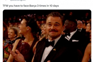 马竞晒莱昂纳多一脸无奈照片调侃:10天3战巴萨的感受 - 资讯配图