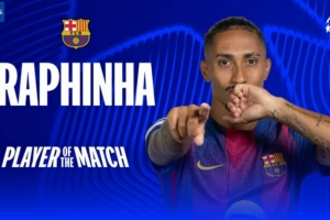 2球2助攻！欧冠官方：拉菲尼亚当选巴萨7-2纽卡全场最佳 - 资讯配图