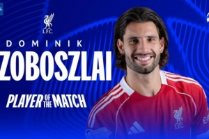 先拔头筹，官方：索博斯洛伊当选利物浦4-0加拉塔萨雷最佳球员 - 资讯配图