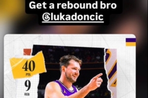 40+9+10!拉拉维亚转发东契奇数据海报:兄弟 再抢个篮板吧 - 资讯配图