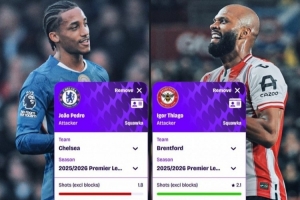 若昂·佩德罗vs伊戈尔·蒂亚戈英超场均数据对比：谁在巴西首发？ - 资讯配图