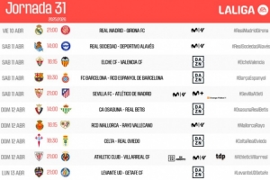 西甲31轮时间：4月11日3点皇马vs赫罗纳，12日0:30巴萨vs西班牙人 - 资讯配图