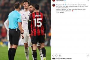 不满！马奎尔发文：红点判罚太牵强了 本以为两个判罚会一样 - 资讯配图