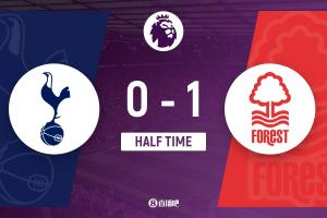 半场-热刺暂0-1森林 伊戈尔·热苏斯头球破门 特尔远射中横梁 - 资讯配图