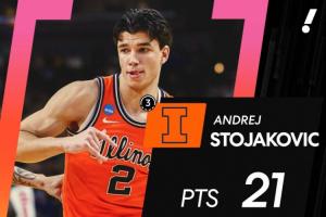 佩贾儿子0三分2暴扣替补砍21分 伊利诺伊无限虐筐扣不停挺进16强 - 资讯配图