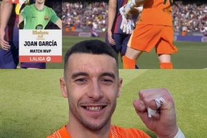 4次扑救实现零封！官方：霍安·加西亚当选1-0巴列卡诺全场最佳 - 资讯配图