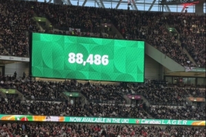 联赛杯决赛阿森纳vs曼城，温布利现场观众人数为88486人 - 资讯配图