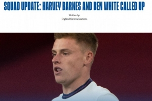 英格兰官方:埃泽、宽萨伤缺，巴恩斯入选、本·怀特时隔近4年回归 - 资讯配图